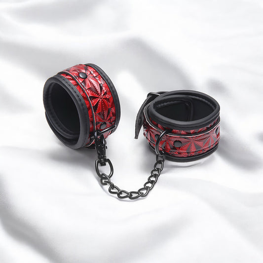 Crimson Tied Embossed Ankle Cuffs