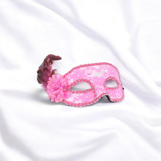 Feathered Masquerade Mask - Pink